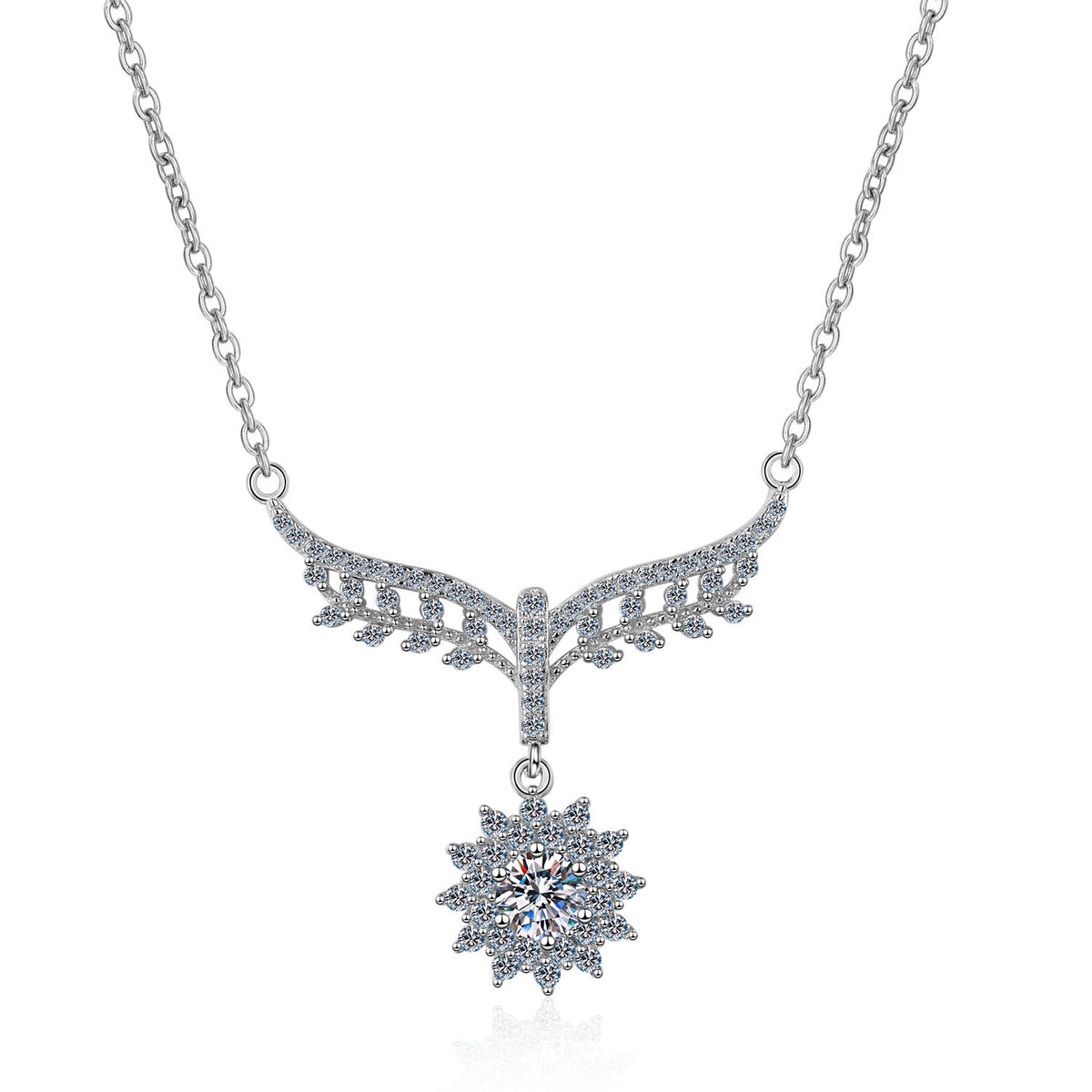 S925 Sterling Silver Moissanite Necklace | 0.5ct Round Brilliant | Four-Prong