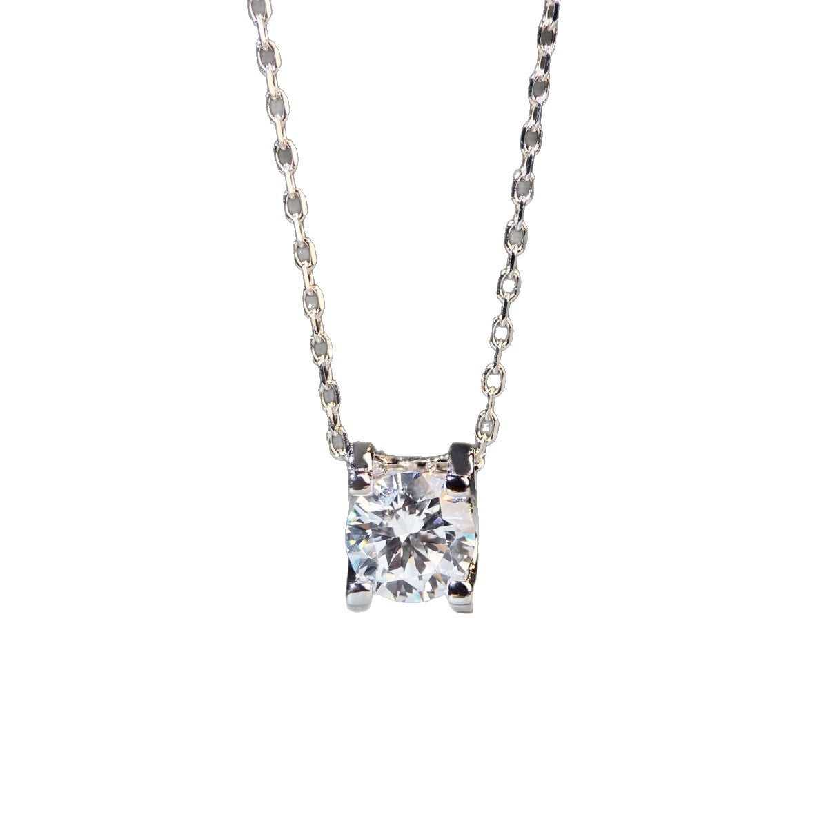 S925 Sterling Silver Moissanite Necklace | 1ct Round | 4-Prong