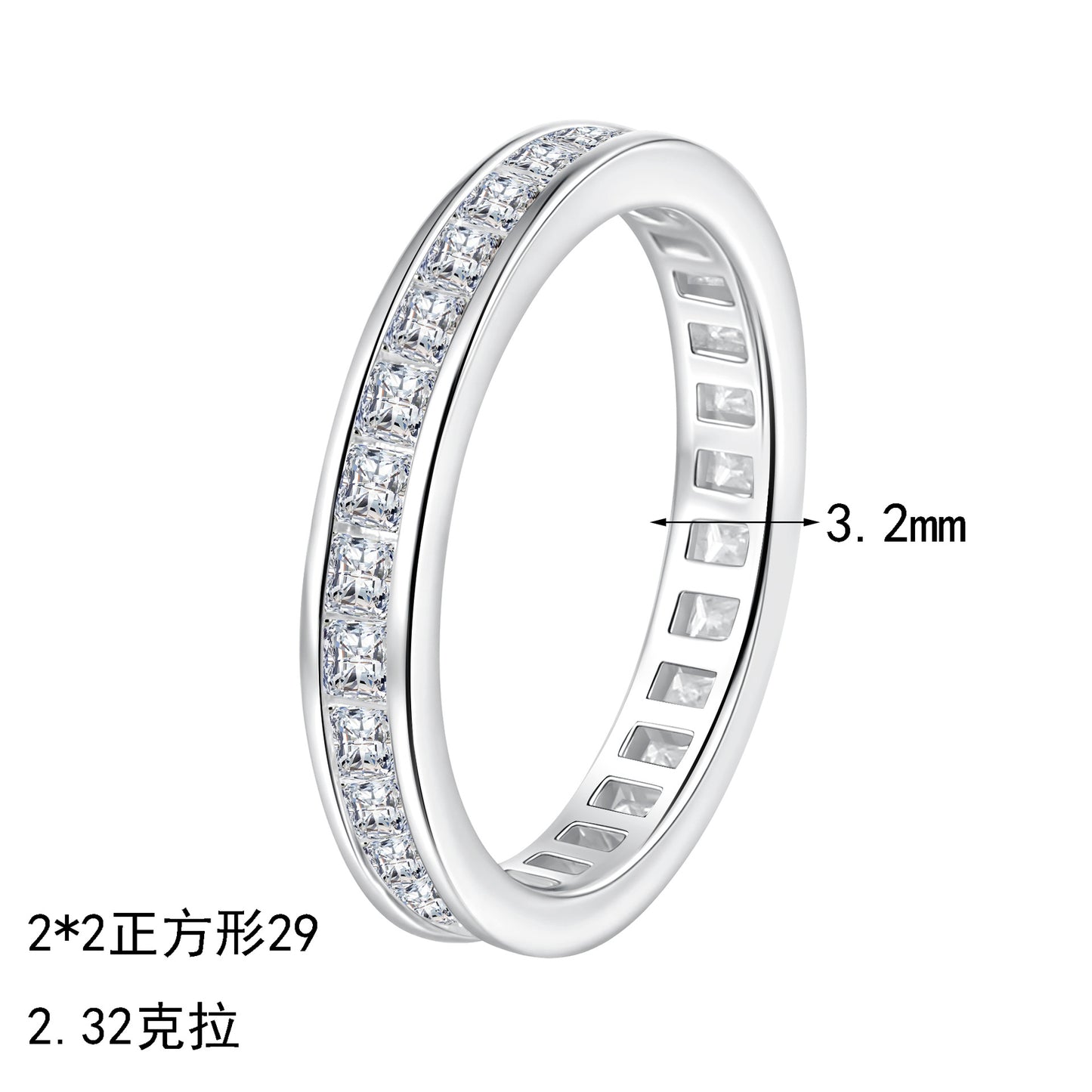 S925純銀莫桑石首飾|2.32克拉|排戒簡約