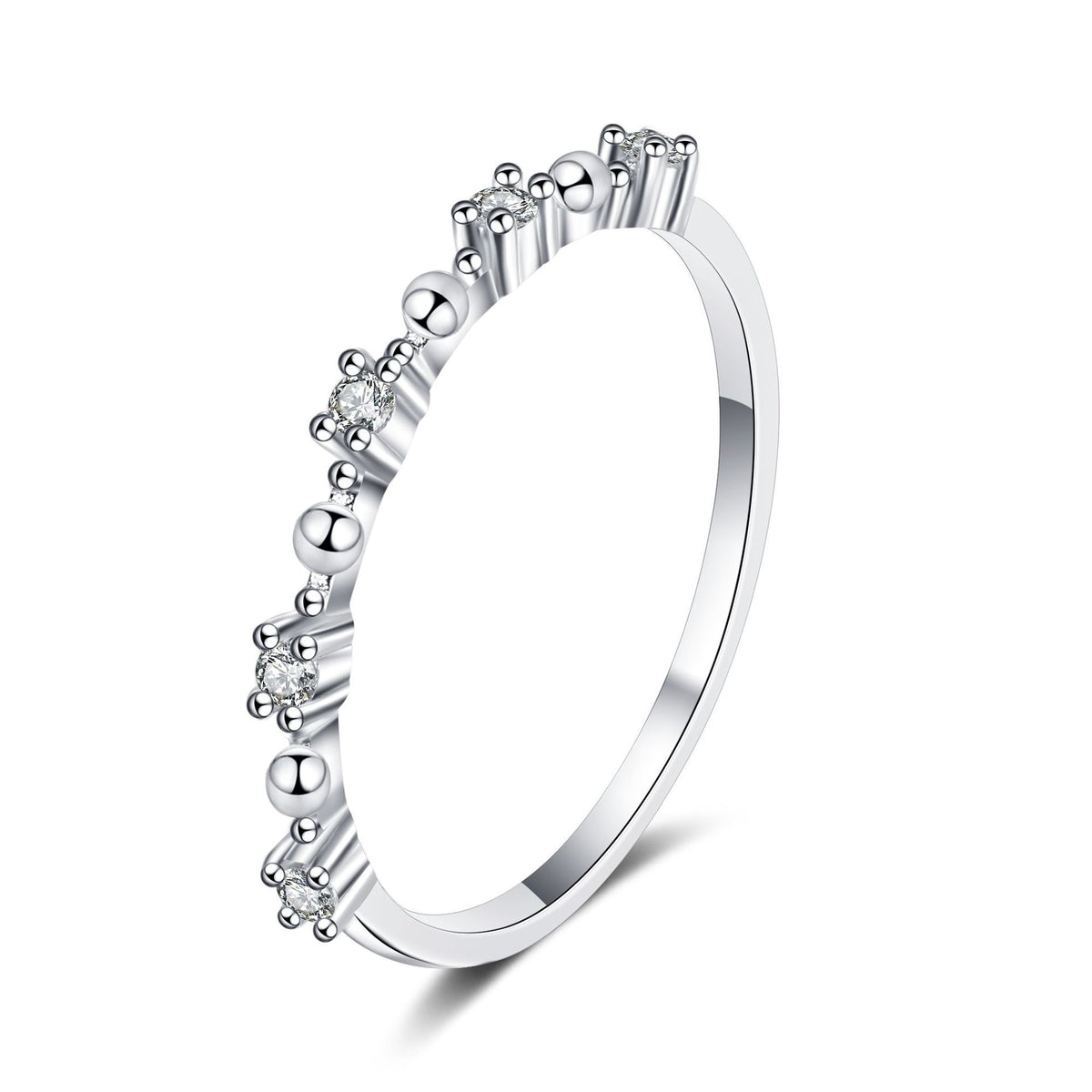 S925 Sterling Silver Moissanite Ring | 0.075ct Round | Stackable Ring