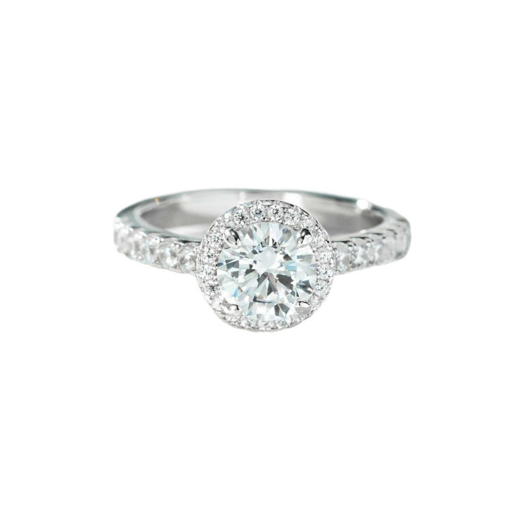 PAKYUET S925 Sterling Silver Moissanite Ring | 1ct Round Brilliant | Four-Prong