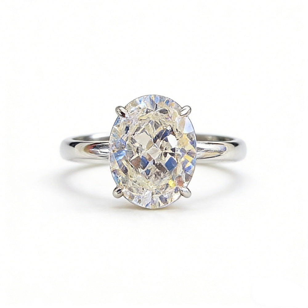 S925 Sterling Silver Moissanite Ring | Oval White | Four-Prong