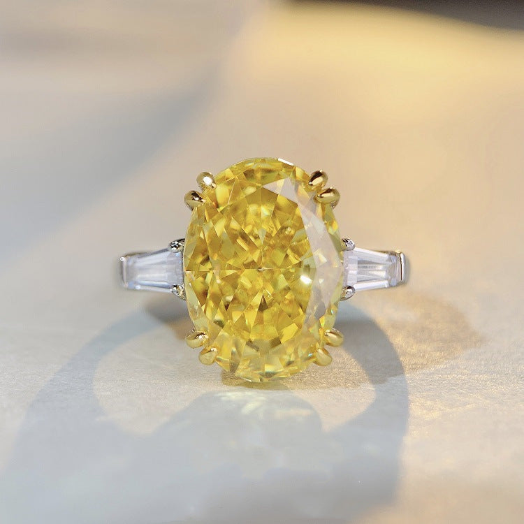 S925 Sterling Silver | High Carbon Diamond | Oval Yellow | Ring