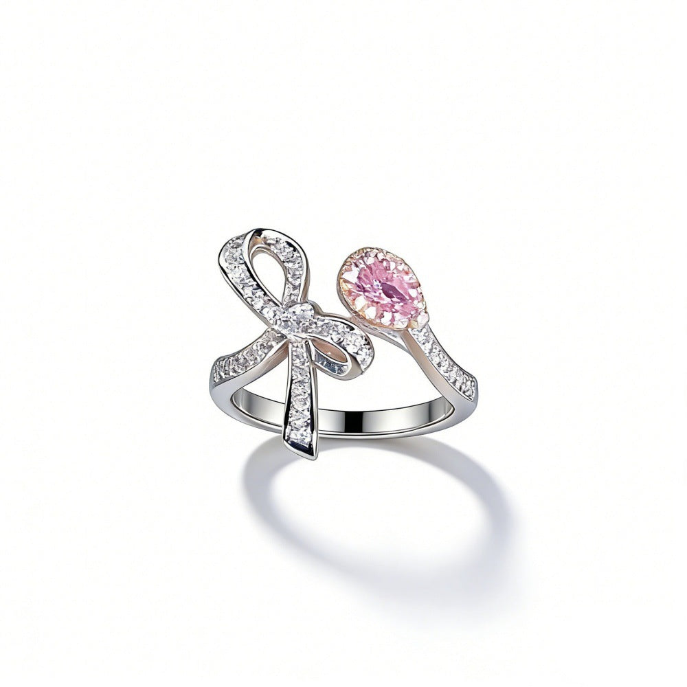 S925 Sterling Silver Moissanite Ring | Oval White Stone | Butterfly Open Minimalist