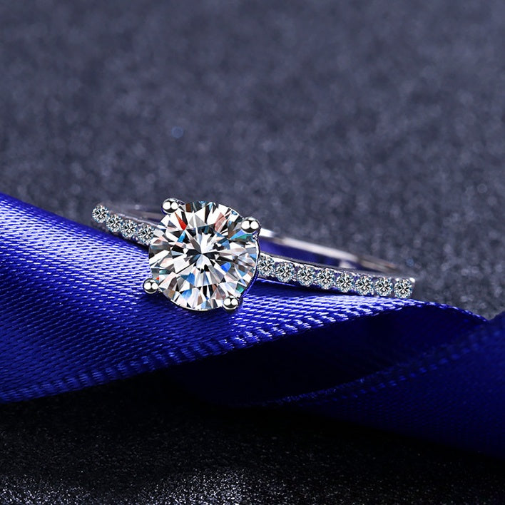 S925純銀鋯石首飾｜圓鑽1克拉｜四爪