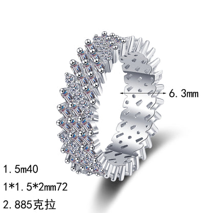 S925純銀莫桑石首飾｜2.885克拉｜排戒