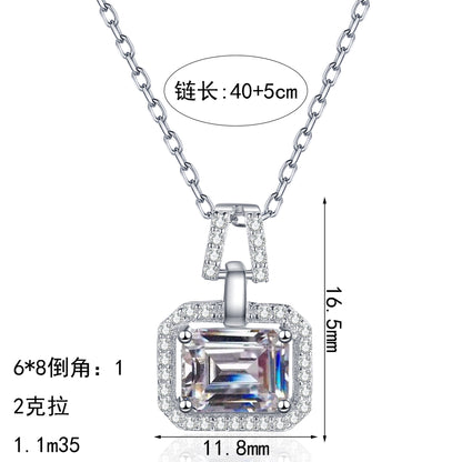 S925純銀鋯石首飾｜祖母綠2克拉｜長方簡約