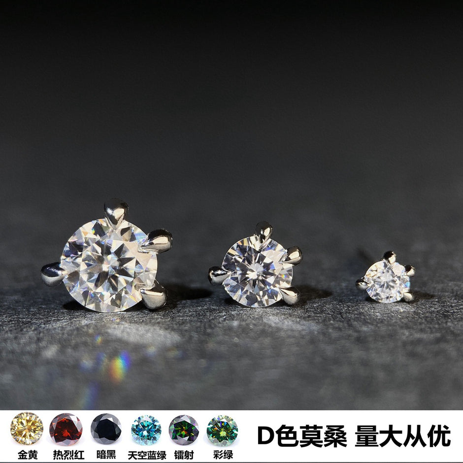 S925純銀莫桑石首飾｜圓鑽多彩1克拉｜四爪