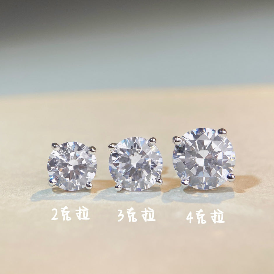 S925純銀高碳鑽首飾｜圓鑽2克拉｜四爪