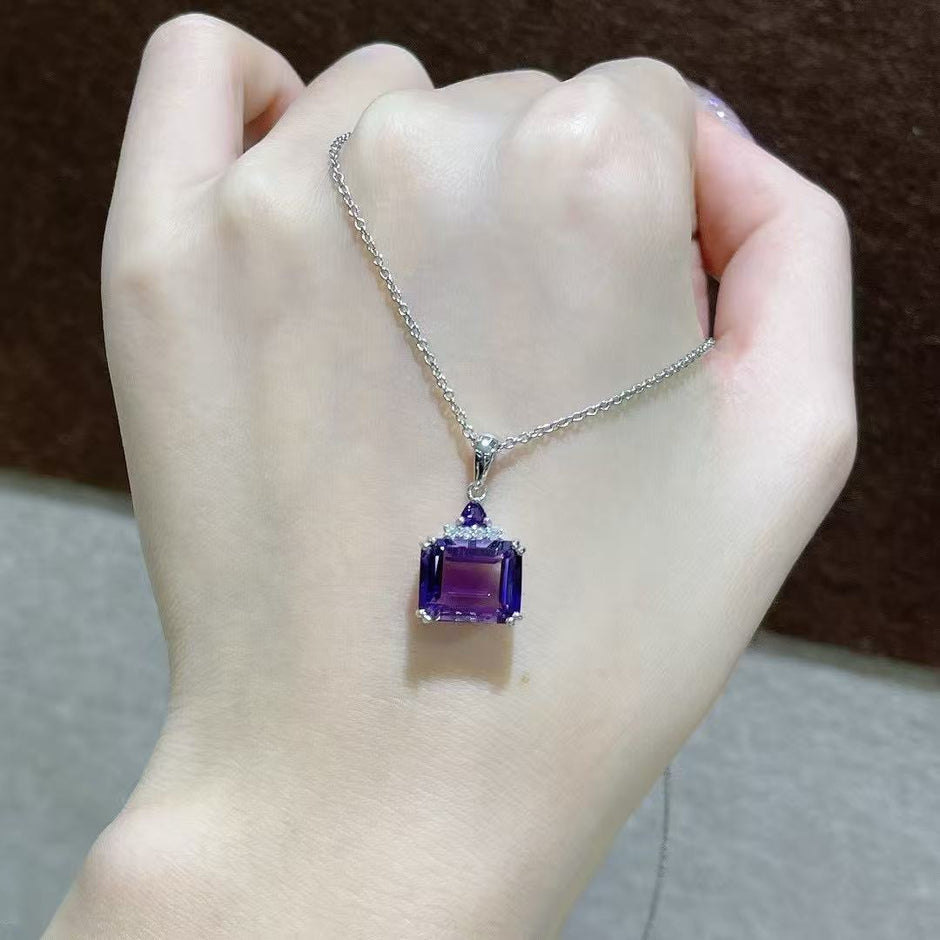 S925純銀莫桑石首飾｜公主方紫鑽｜輕奢精緻