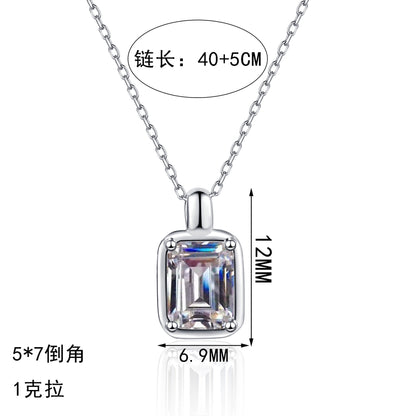 S925純銀鋯石首飾｜祖母綠1克拉｜方形簡約