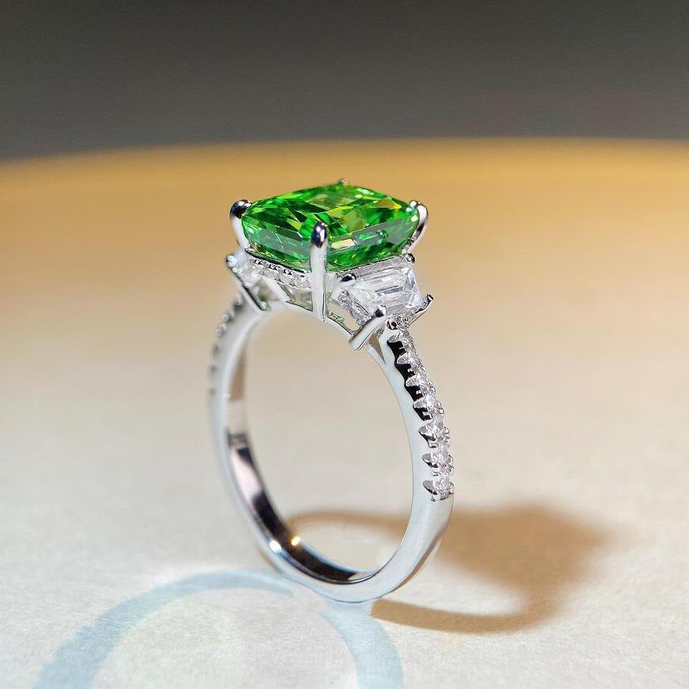 S925純銀莫桑石首飾｜公主方多彩｜長方方形