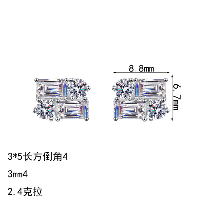 S925純銀莫桑石首飾｜2.4克拉｜長方簡約