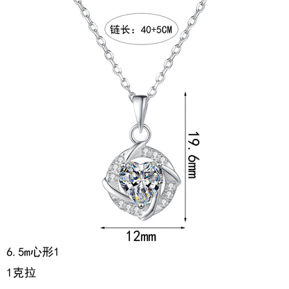 S925純銀鋯石首飾｜心形1克拉｜愛心