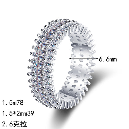 S925純銀莫桑石首飾｜2.6克拉｜排戒長方