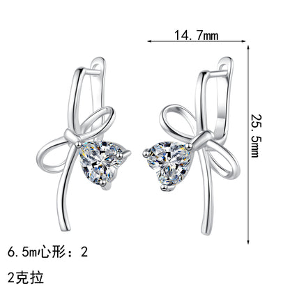 S925純銀鋯石首飾｜心形2克拉｜愛心蝴蝶