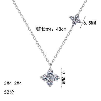 S925純銀莫桑石首飾｜香檳鑽52分｜簡約四葉草
