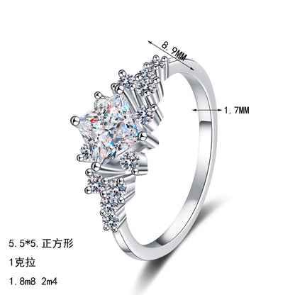 S925純銀鋯石首飾｜公主方1克拉｜輕奢精緻
