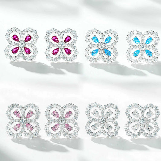 S925純銀莫桑石首飾｜多彩｜簡約四葉草