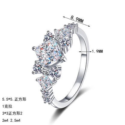 S925純銀鋯石首飾｜公主方1克拉｜輕奢精緻