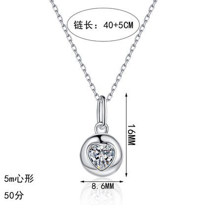 S925純銀莫桑石首飾｜心形50分｜愛心小眾